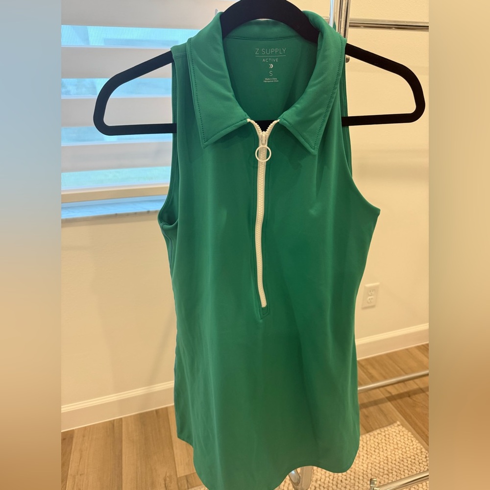 Z Supply Green Sleeveless Zip Polo dress